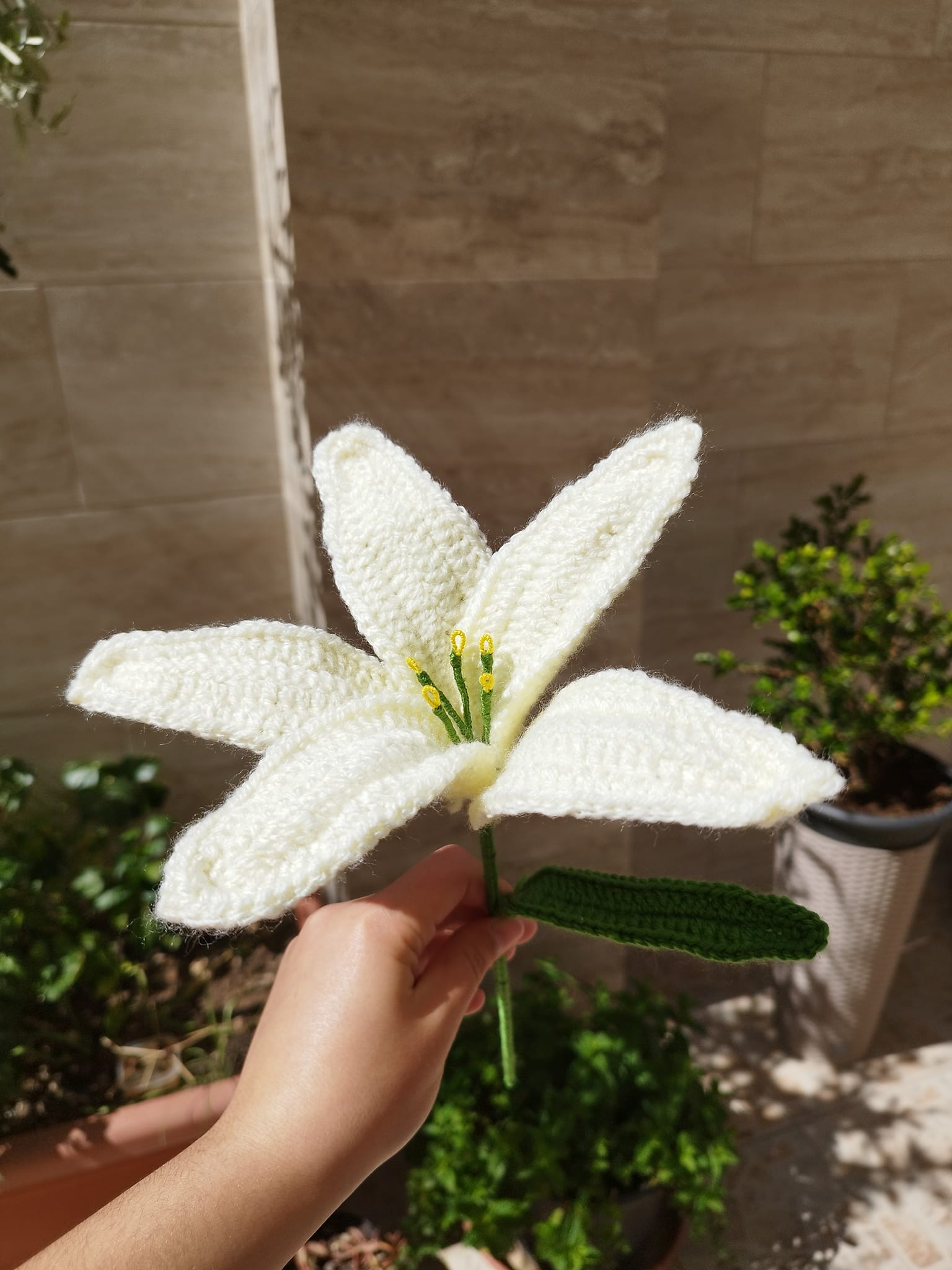 Crocheted lily flower