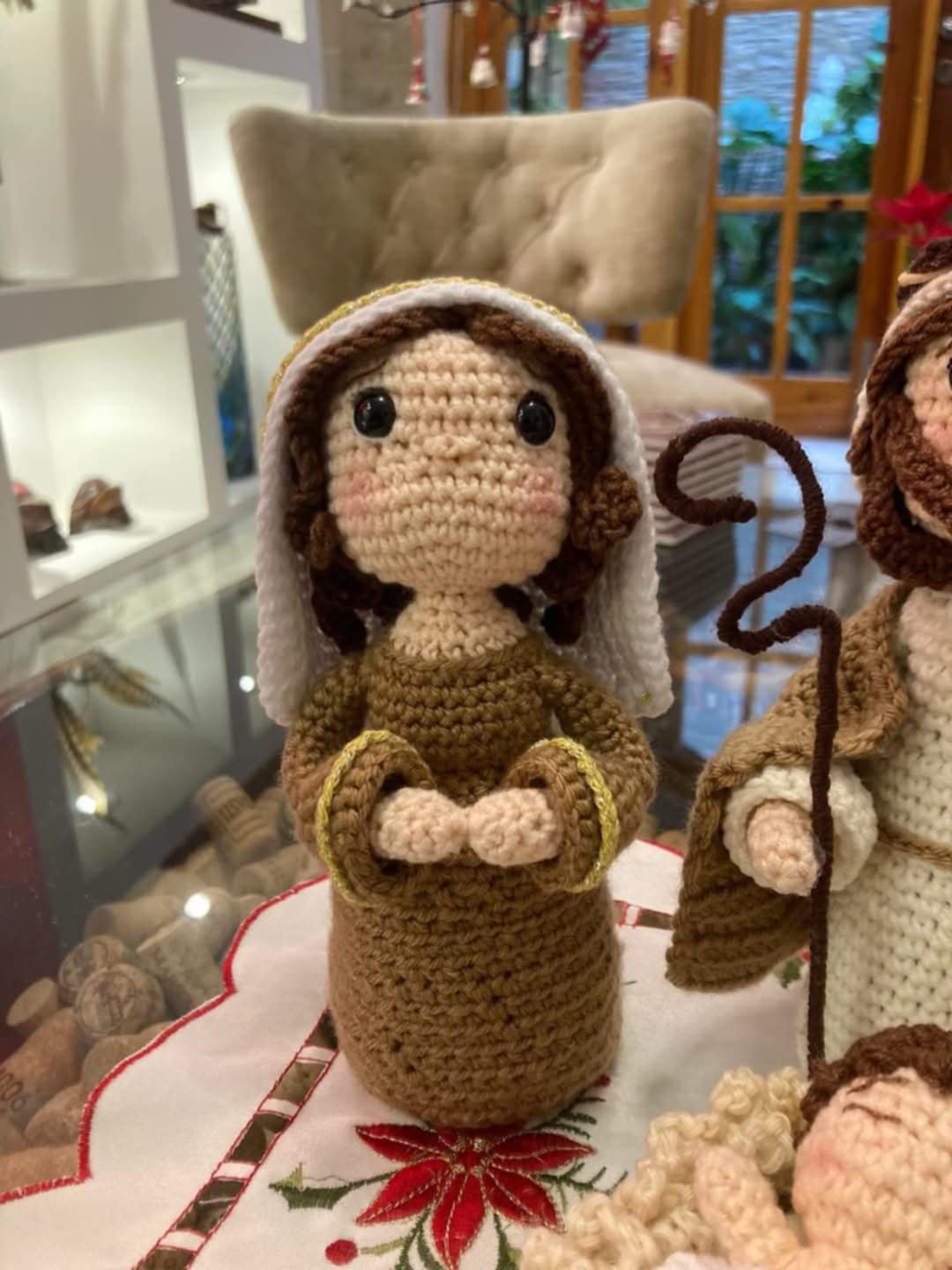 Crocheted Mary nativity figurine