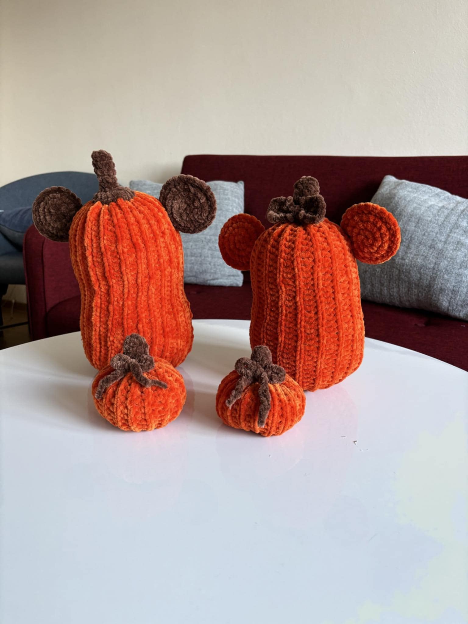 Crocheted decorative pumpkins set