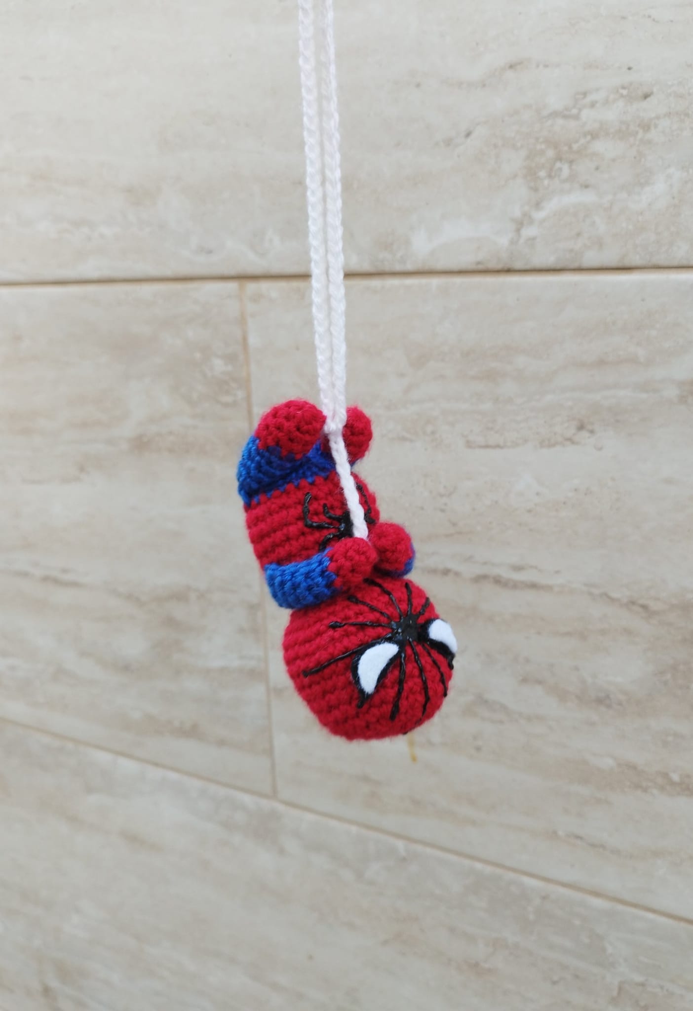 Crocheted Spiderman car hanger