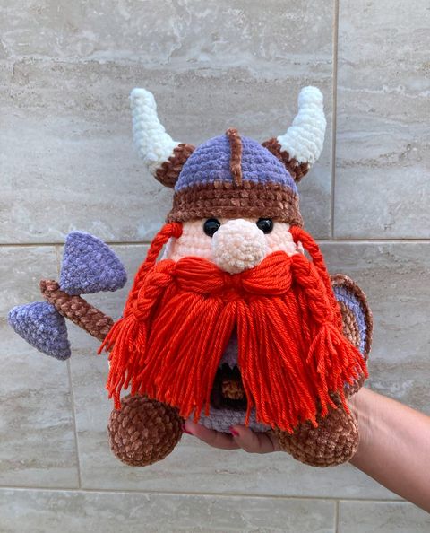Crocheted Viking gnome